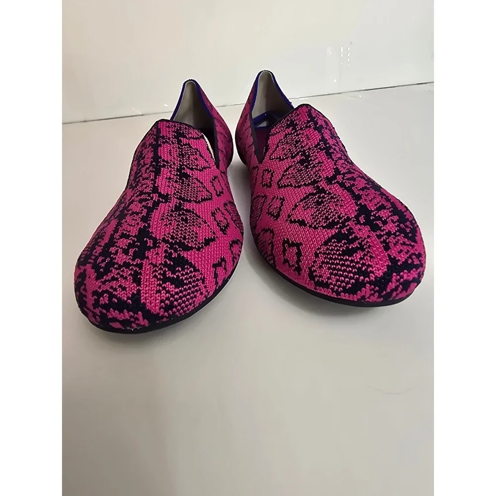 ROTHY'S Fuchsia‎ Navy Snake Print Loafers Flats Womens Size 9 New